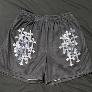 Stylish Black Athletic Shorts with Cross Design